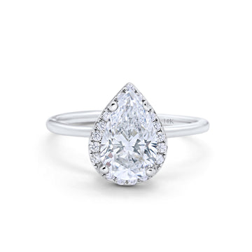14K White Gold Teardrop Pear Wedding Ring Simulated Cubic Zirconia Size-7